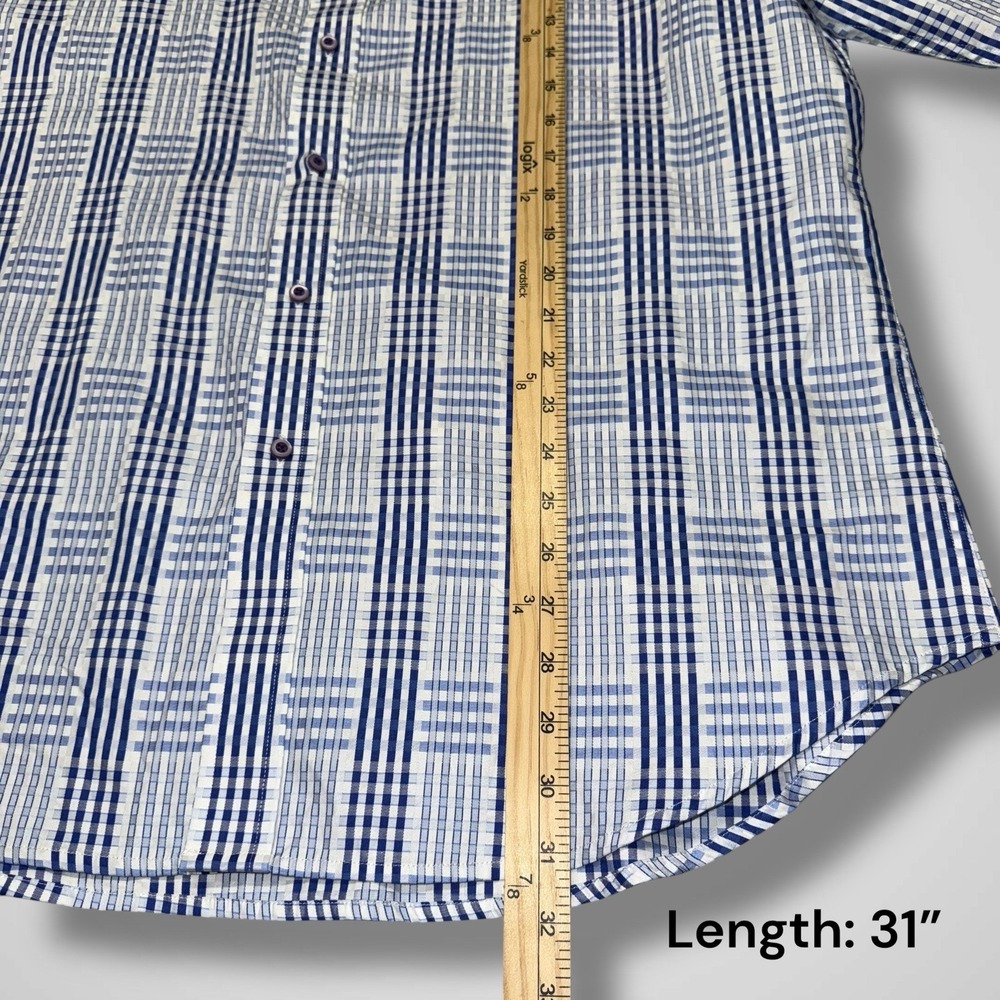 Robert Graham Shirt Mens XL Blue Plaid Check Long Sleeve Funky Crazy Flip Cuff - Picture 5 of 14